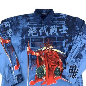 Vintage 90's Samurai Anime Art Button Up Shirt
